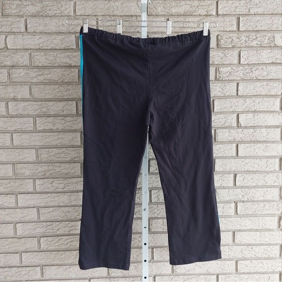 Woman Within Black Cropped Athletic Pants w/Aqua Stripe 14/16 PETITE NWOT - Picture 7 of 7